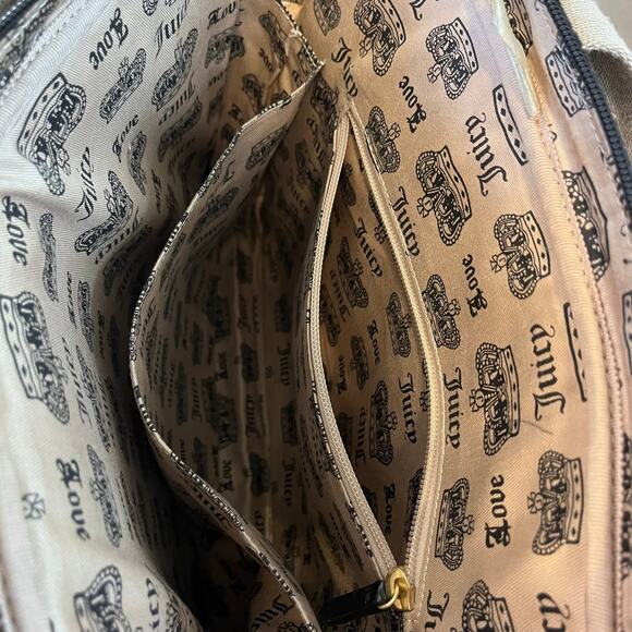 Juicy Couture Black velvet beige detail strap computer laptop messenger bag - Picture 8 of 8